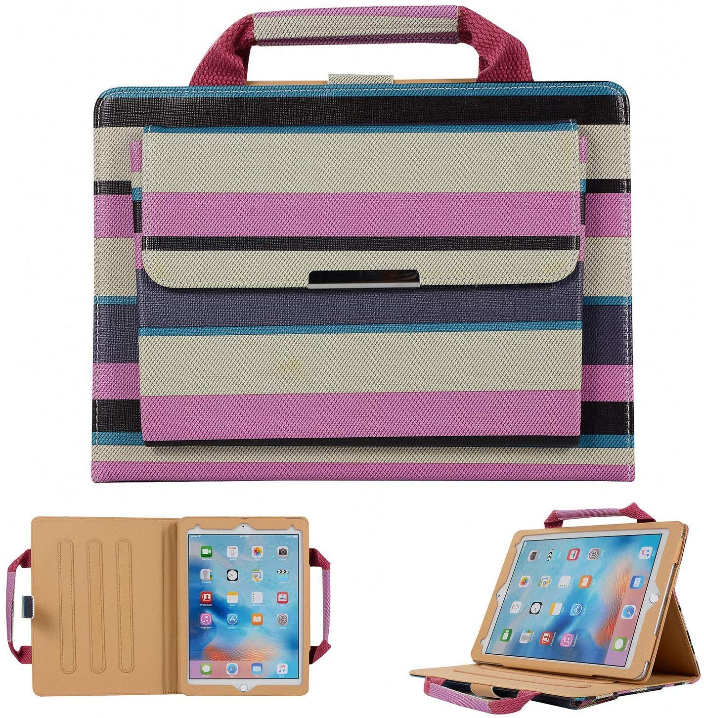 iPad 2 Case Cover, TechCode Synthetic Leather Protective Case Travel Sleeve Multi-Angle Stand Cover