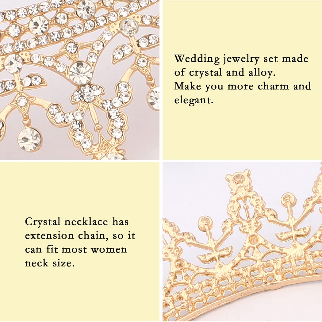 COCIDE Gold Tiara and Crown for Women Rhinestones Crown with Loop for Girls Crystal Queen Headband H