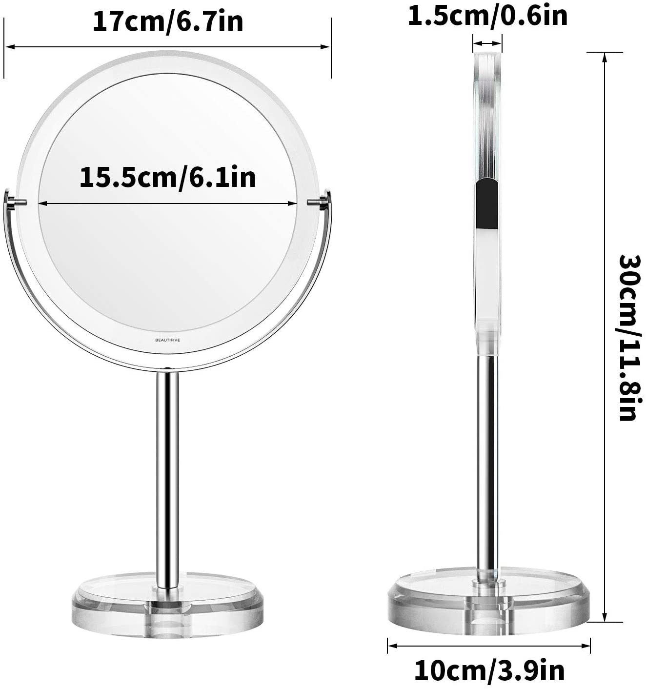 Makeup Mirror, Beautifive Double Sided Vanity Mirror with 1x/7x, Tabletop Magnifying Mirror, Swivel