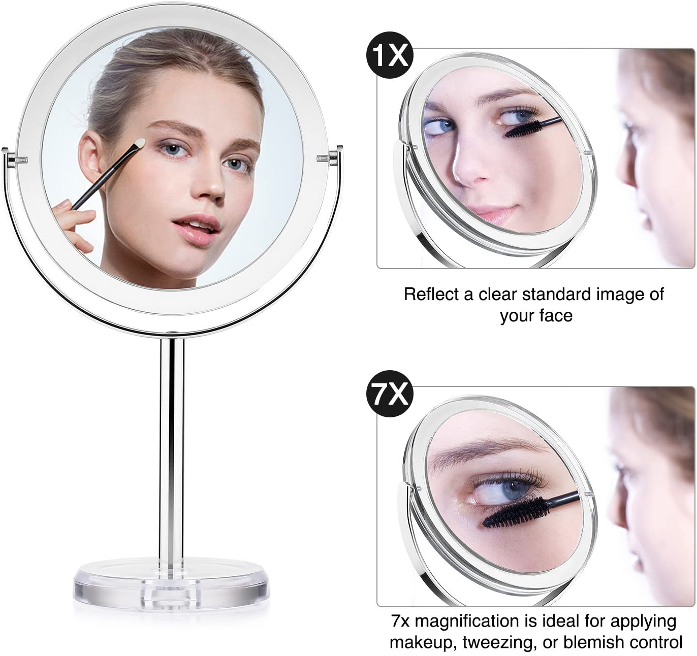 Makeup Mirror, Beautifive Double Sided Vanity Mirror with 1x/7x, Tabletop Magnifying Mirror, Swivel