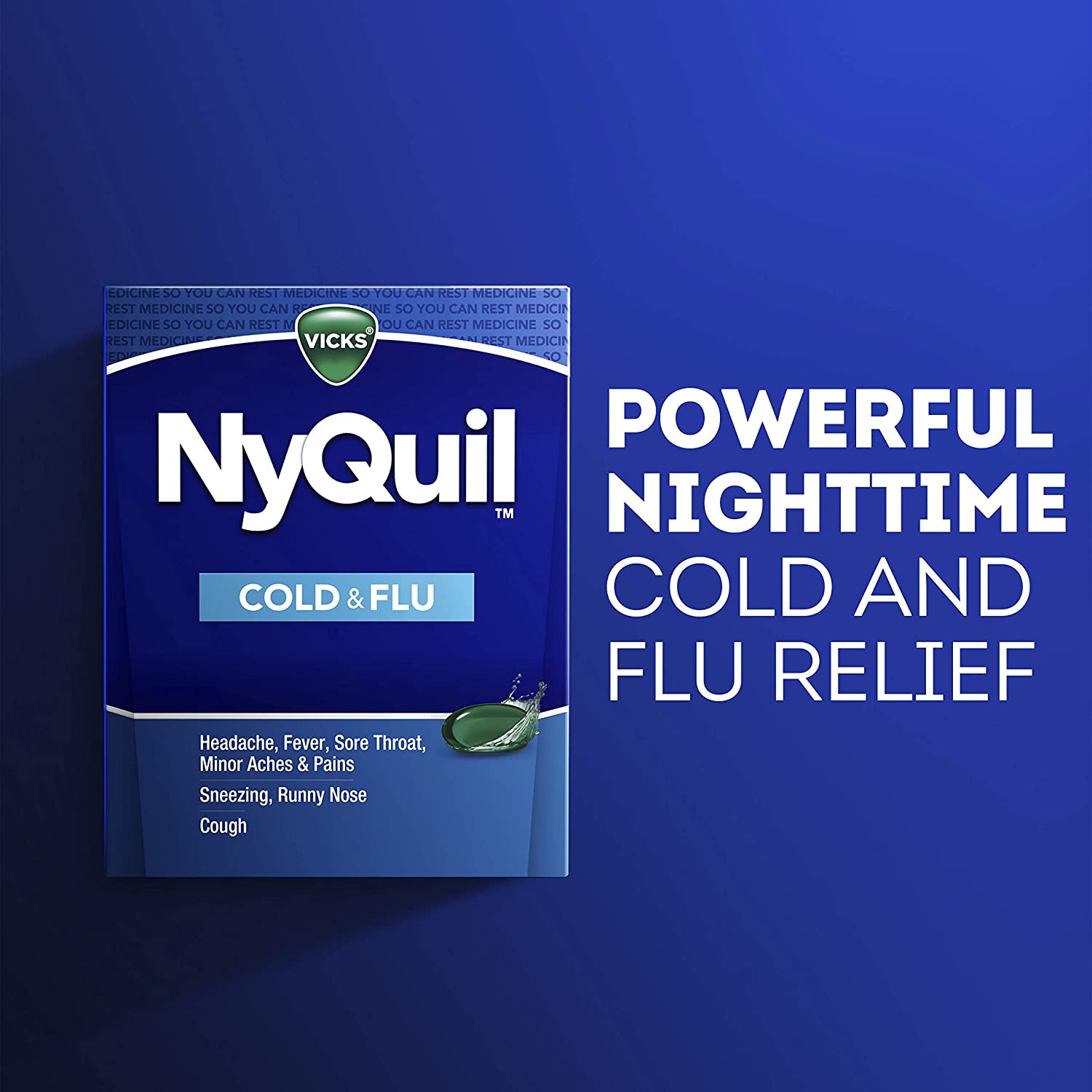Vicks NyQuil Cough, Cold & Flu Nighttime Relief, 16 LiquiCaps - #1 Pharmacist Recommended, Nighttime