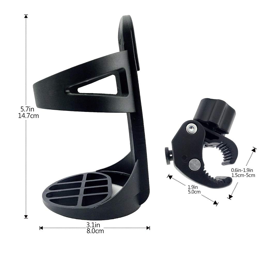 Badiano 2 Pack Stroller Drink Holders for Cups or Bottles, Universal for Bicycle, Wheelchair, Trolle