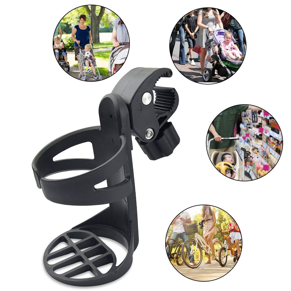Badiano 2 Pack Stroller Drink Holders for Cups or Bottles, Universal for Bicycle, Wheelchair, Trolle