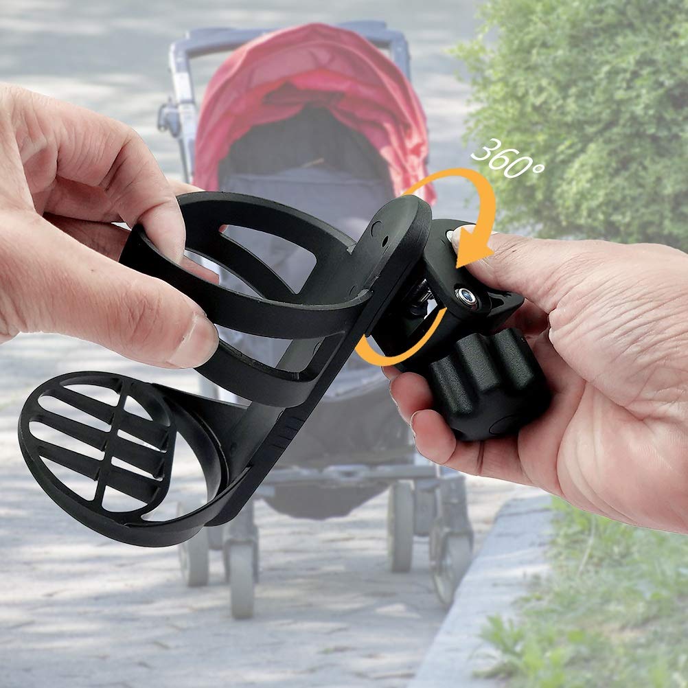 Badiano 2 Pack Stroller Drink Holders for Cups or Bottles, Universal for Bicycle, Wheelchair, Trolle
