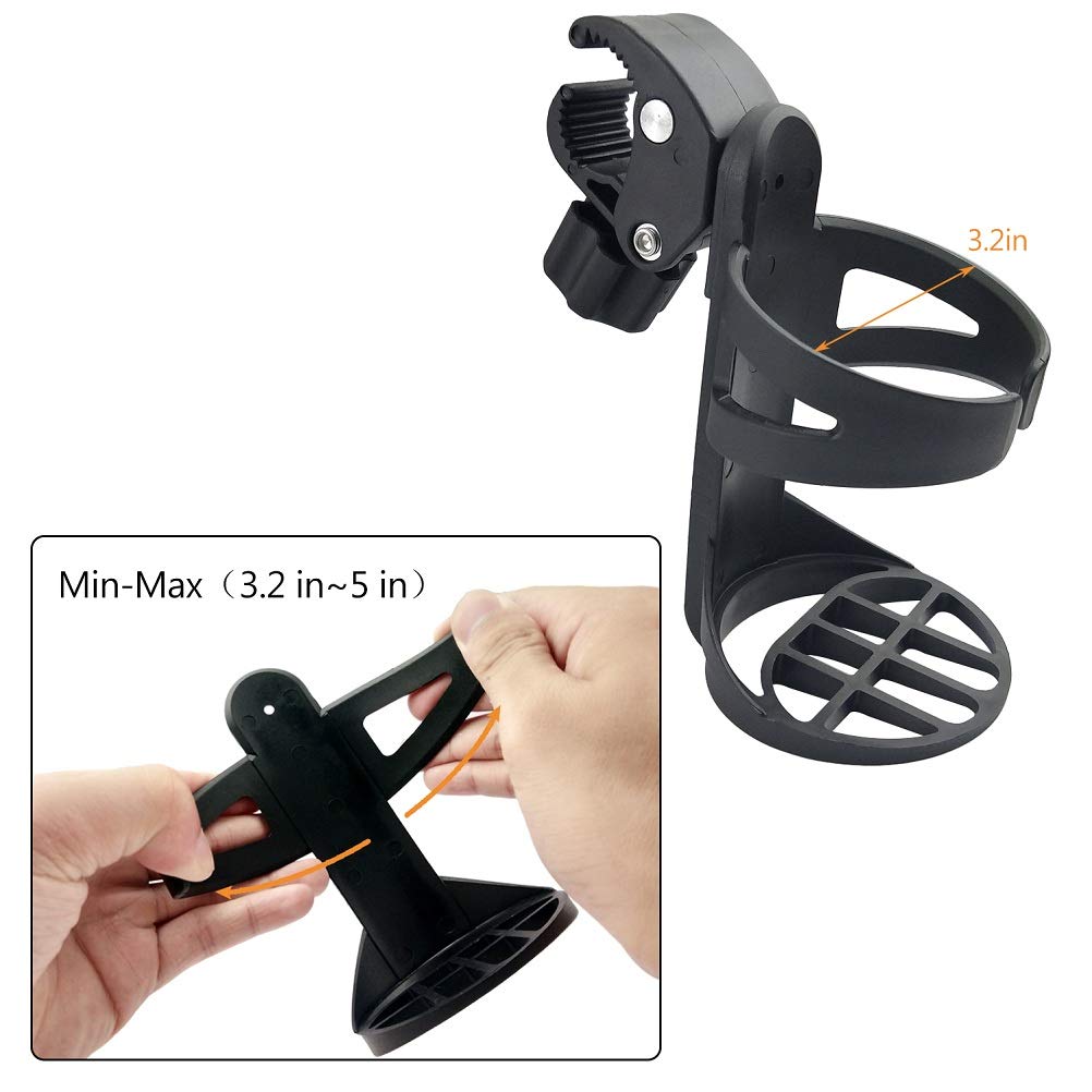 Badiano 2 Pack Stroller Drink Holders for Cups or Bottles, Universal for Bicycle, Wheelchair, Trolle