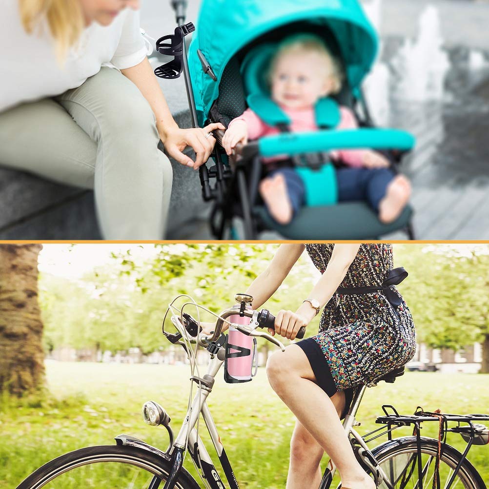 Badiano 2 Pack Stroller Drink Holders for Cups or Bottles, Universal for Bicycle, Wheelchair, Trolle