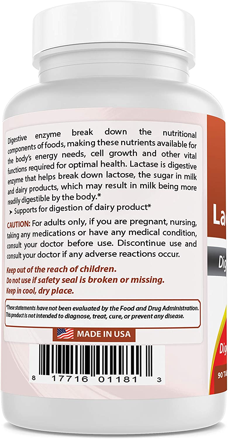 Best Naturals Lactose Intolerance Relief Tablets with Natural Lactase