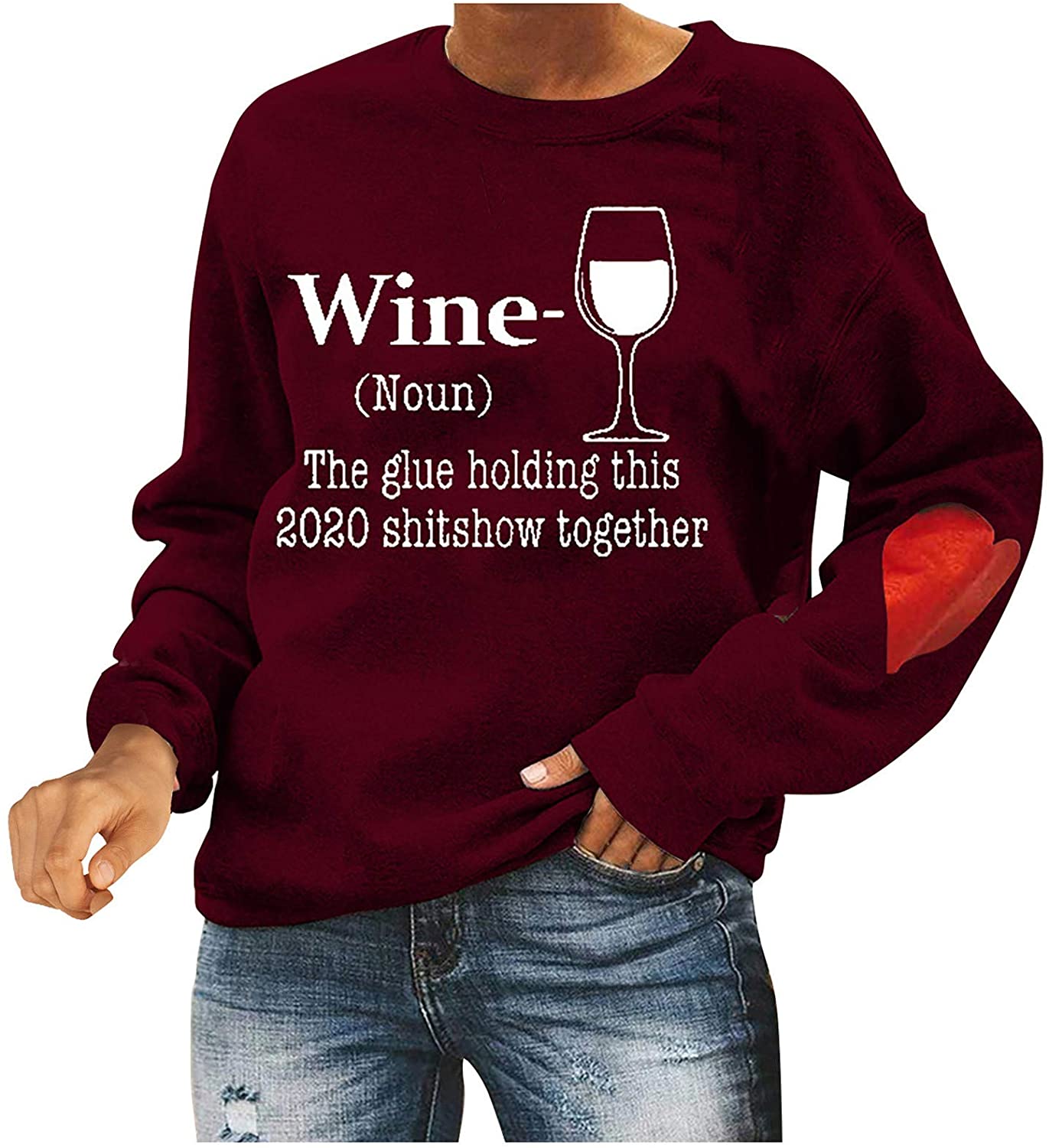 Dosoop Sweatshirts I Love Dr Fauci Tops for Women Pullvoer Long Sleeve Casual Crew Neck Pullover Blo