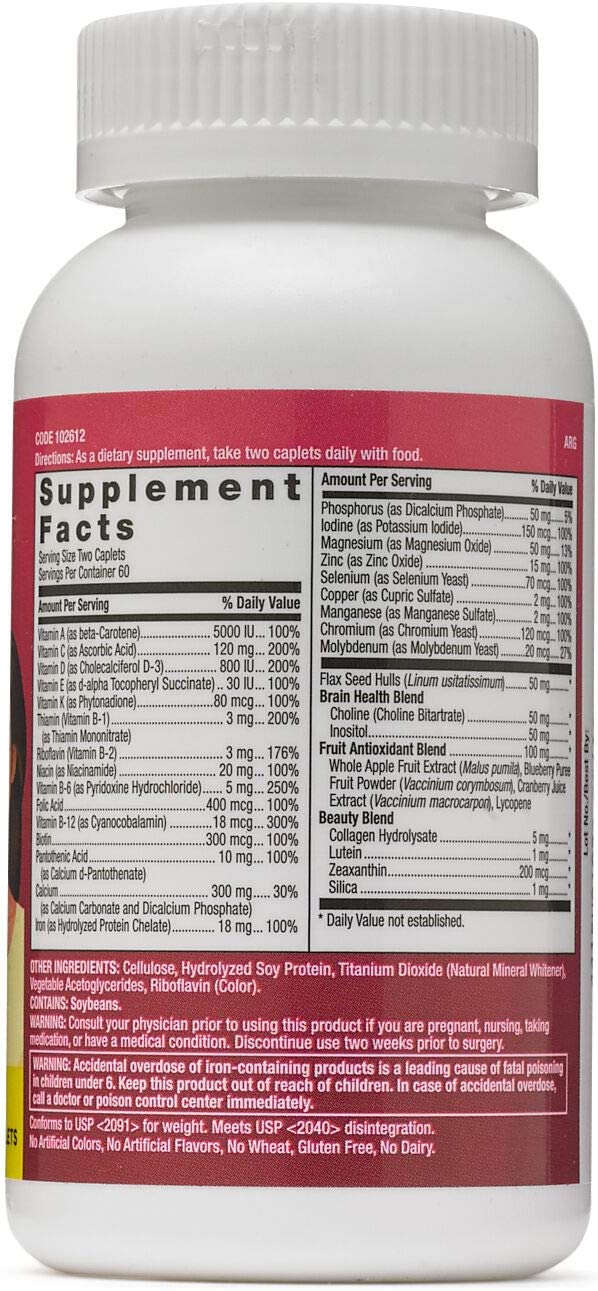 GNC Milestones Teen Multivitamin for Girls 12-17, Twin Pack, 120 Caplets per Bottle, Supports Energy