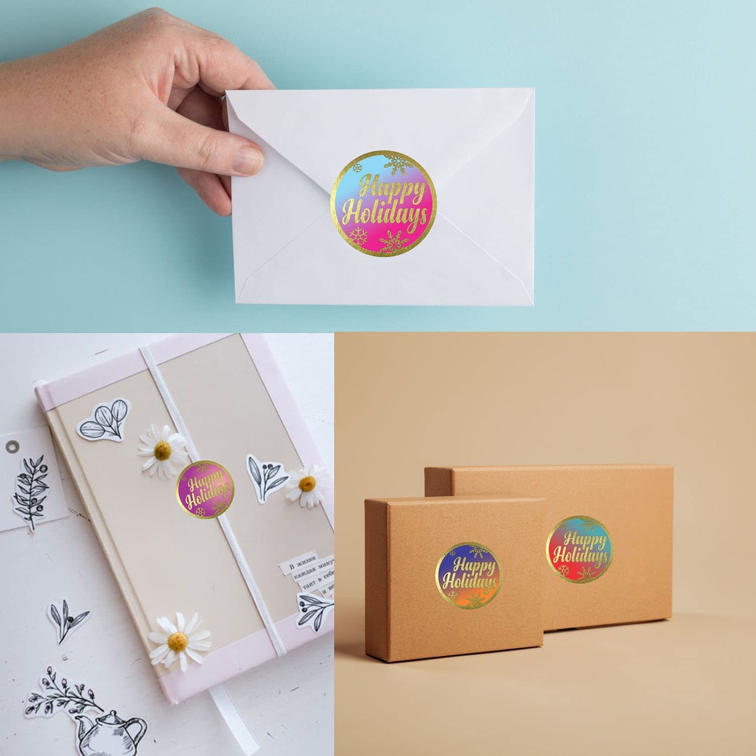 Happy Holidays Stickers - (Pack of 120) 2