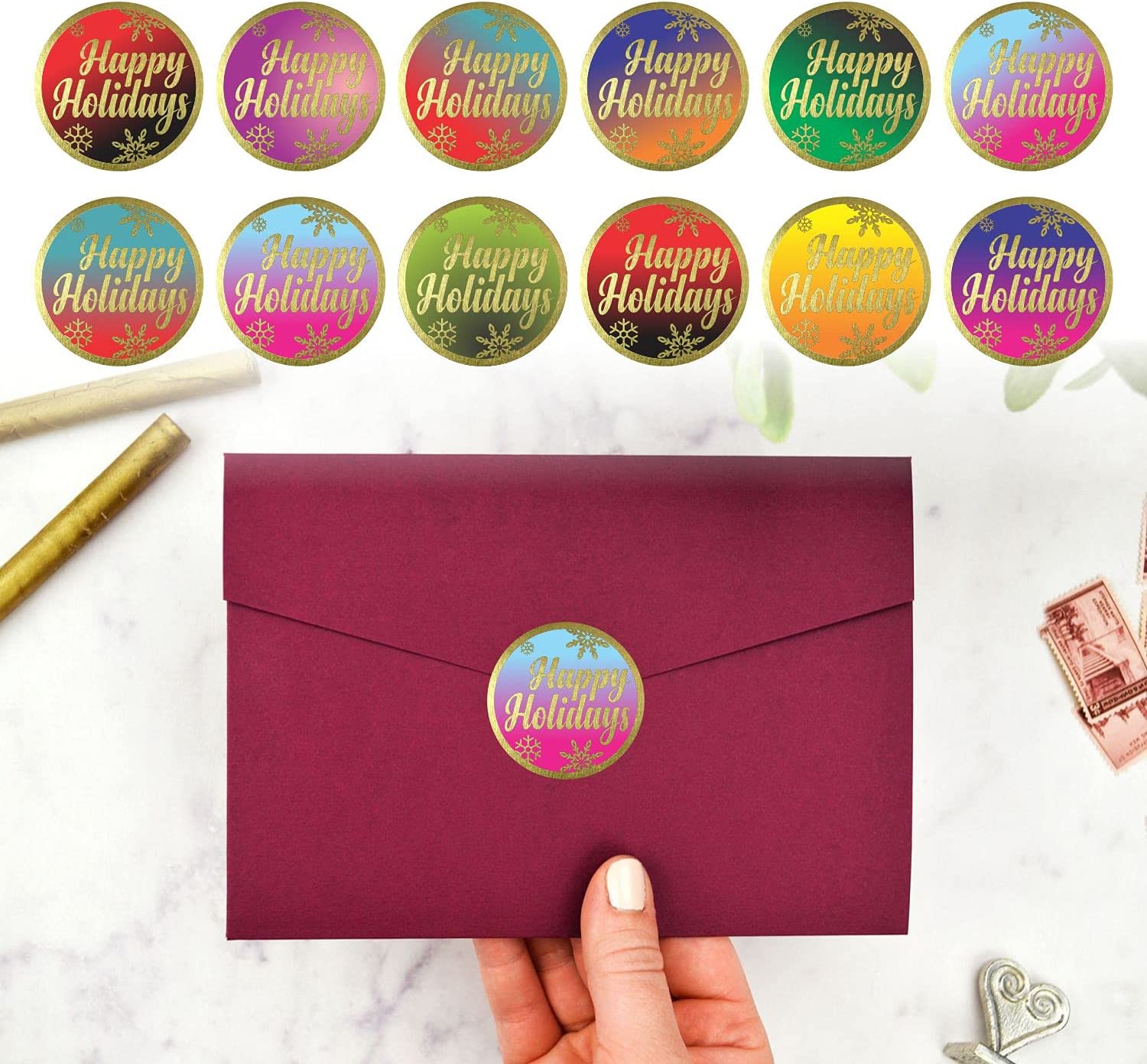 Happy Holidays Stickers - (Pack of 120) 2