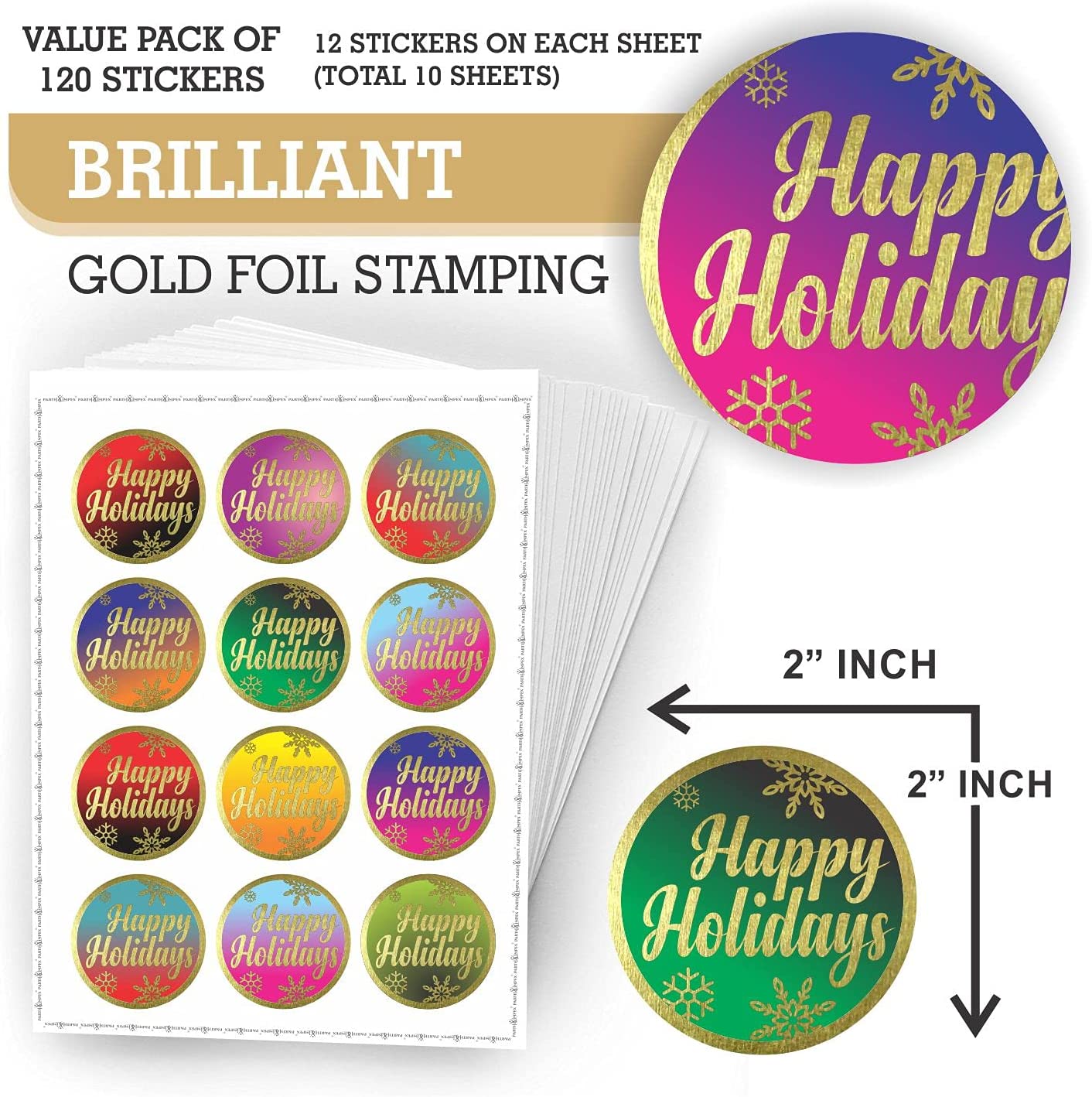 Happy Holidays Stickers - (Pack of 120) 2