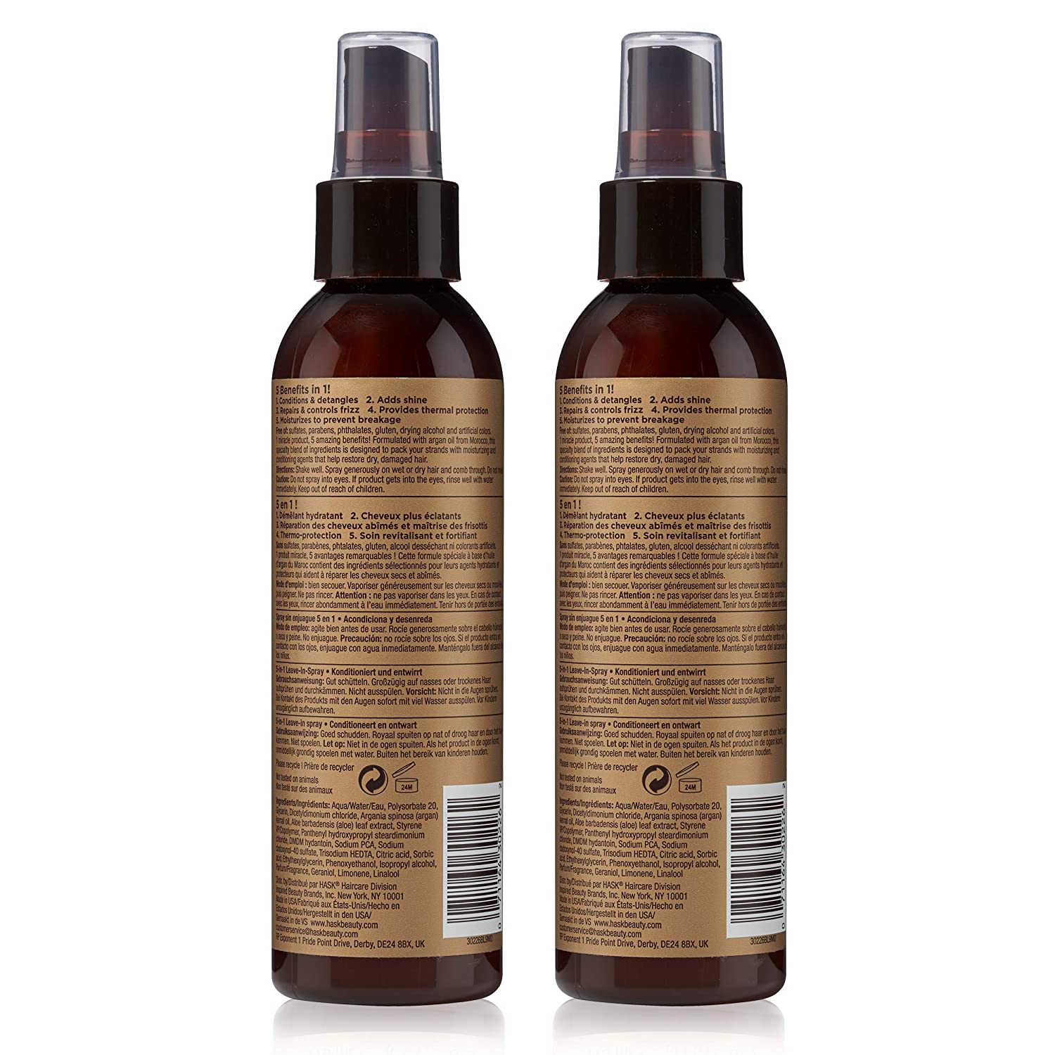 HASK Nourishing COCONUT MONOI 5-in-1 Leave In Conditioner Spray for all hair types, color safe, glut