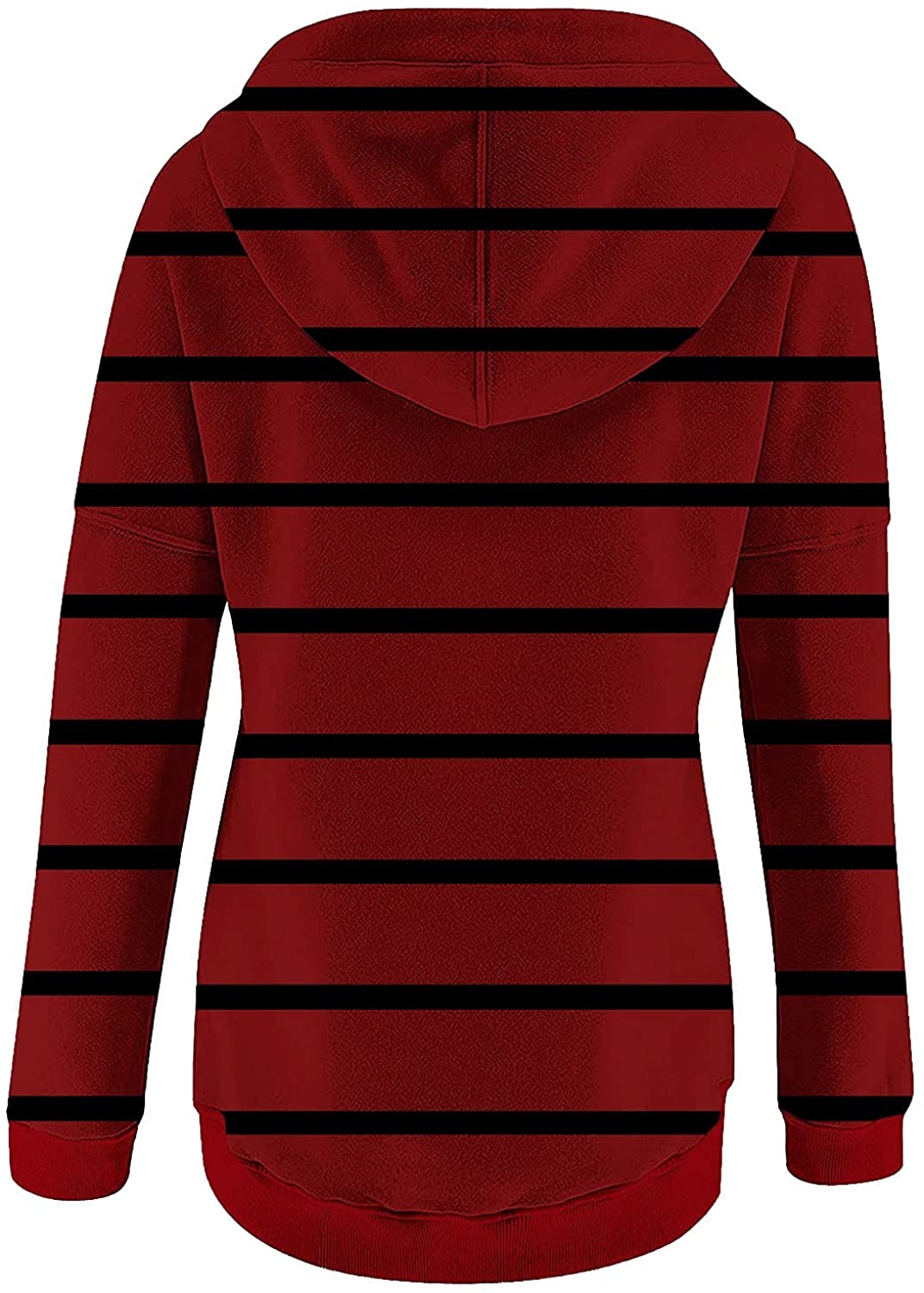Sweatshirt for Women,Womens Tops Fashion Buttons Pullover Hoodie Autumn Pocket Dark Color Pinstripe