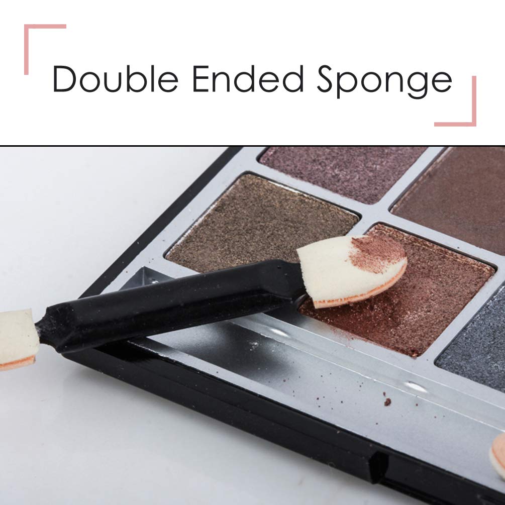 100 Pack Disposable Eyeshadow Brush, KINGMAS Double Ended Sponge Eye Shadow Applicator Makeup Brushe