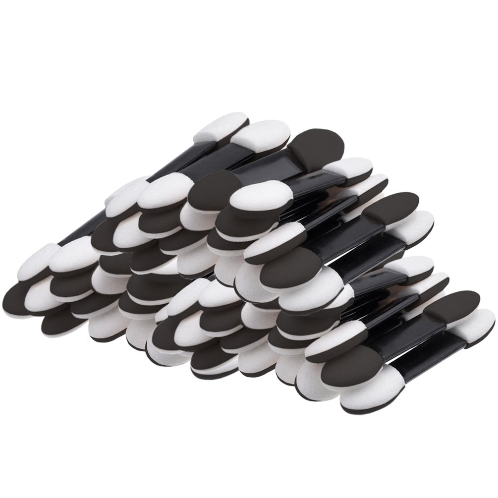 100 Pack Disposable Eyeshadow Brush, KINGMAS Double Ended Sponge Eye Shadow Applicator Makeup Brushe