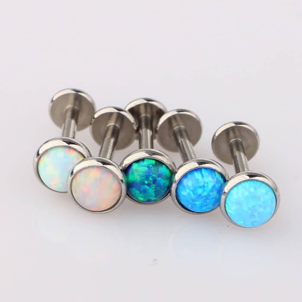 TIANCI FBYJS 16G Fire Opal Lip Ring Piercing Kit Stainless Steel Tragus Helix Earrings Cartilage Lab