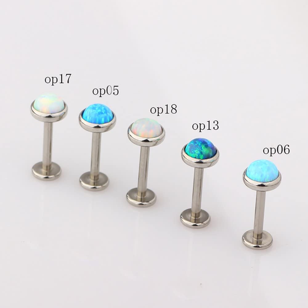 TIANCI FBYJS 16G Fire Opal Lip Ring Piercing Kit Stainless Steel Tragus Helix Earrings Cartilage Lab
