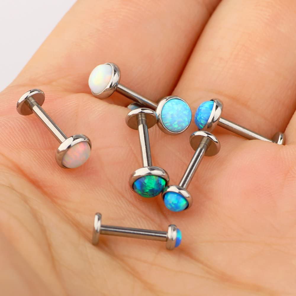 TIANCI FBYJS 16G Fire Opal Lip Ring Piercing Kit Stainless Steel Tragus Helix Earrings Cartilage Lab