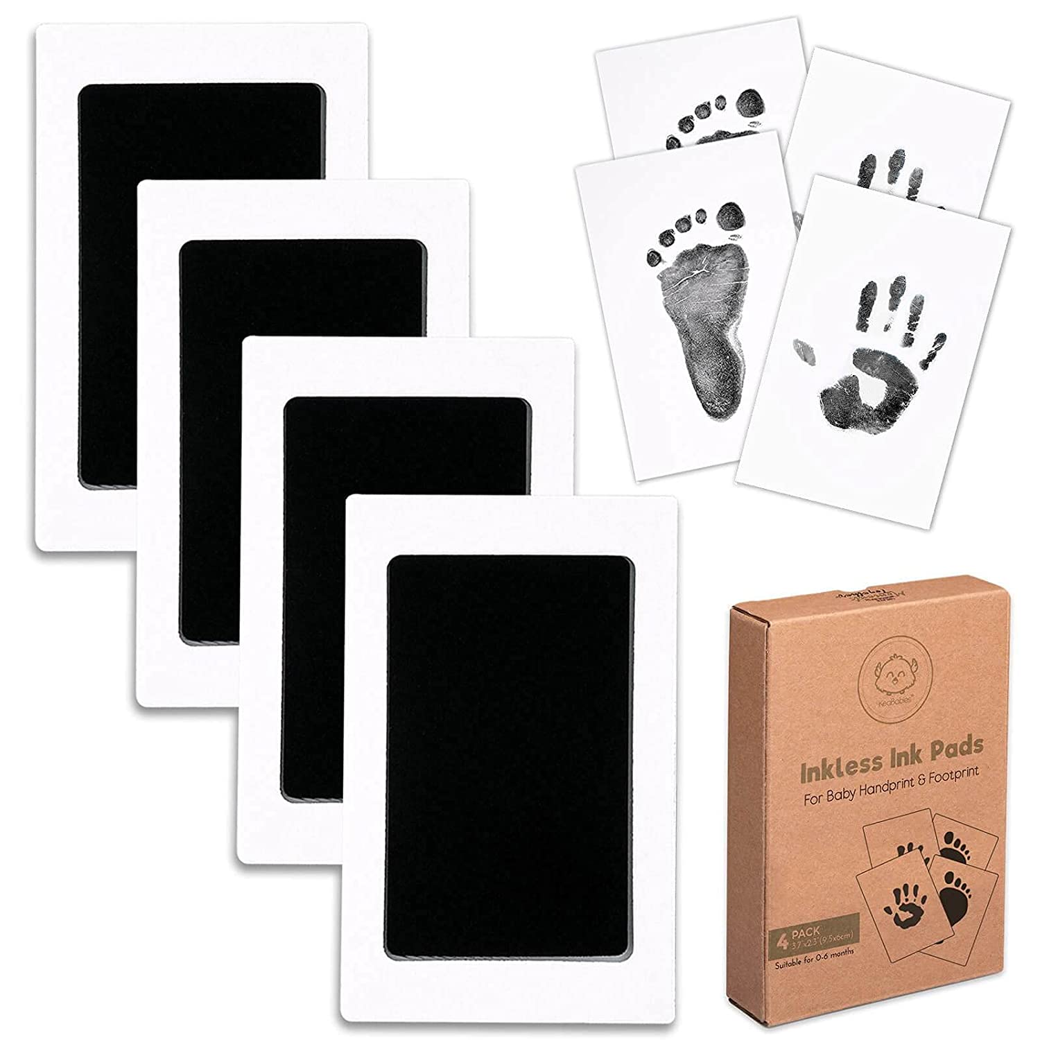 Baby Footprint & Handprint Inkless Ink Pad - 4-Pack Clean Touch Hand and Foot Print Keepsake Ink Pad
