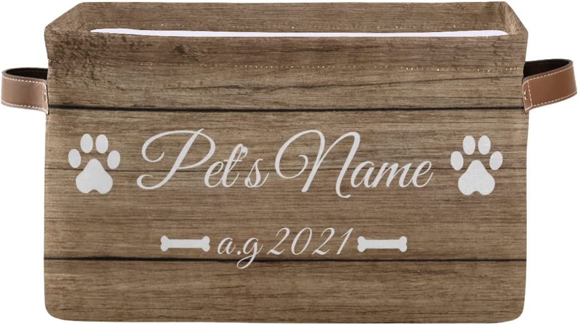Wooden Planks Pattern Personalized Dog Toy Basket, Dog Toy Storage, Dog Toy Basket Personalized, Per