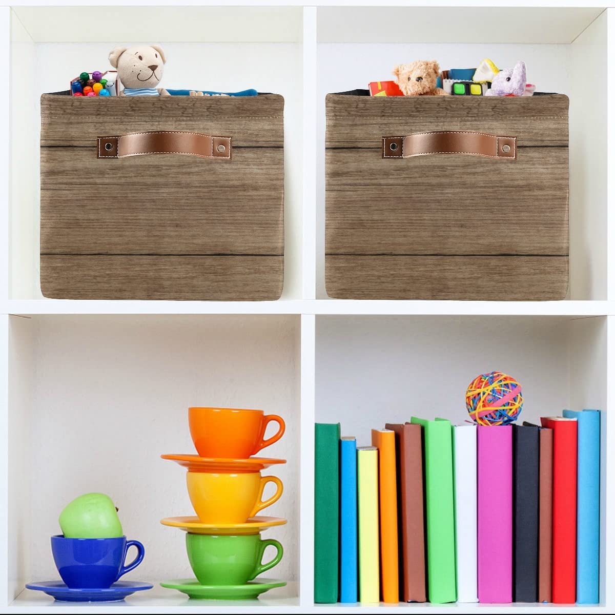 Wooden Planks Pattern Personalized Dog Toy Basket, Dog Toy Storage, Dog Toy Basket Personalized, Per