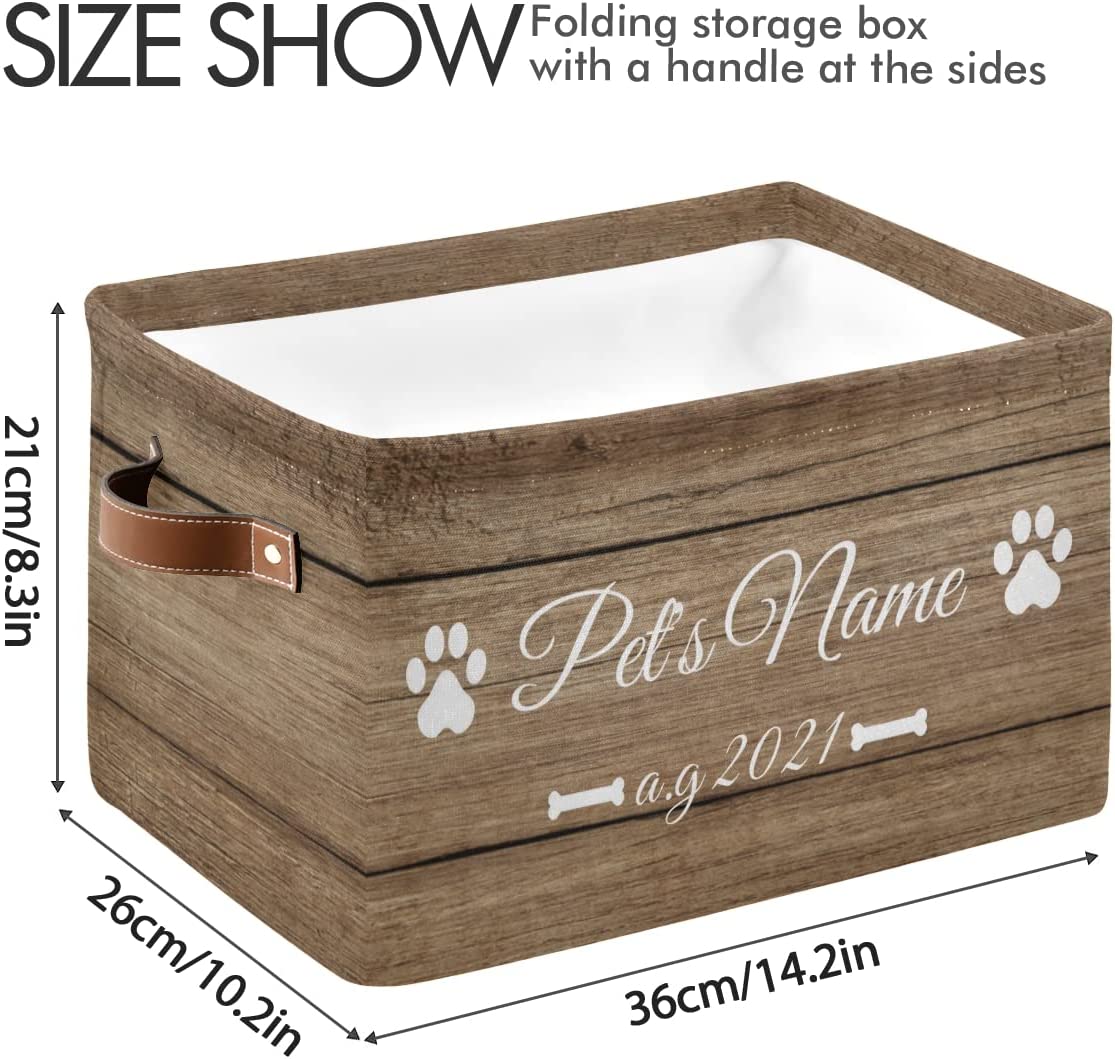 Wooden Planks Pattern Personalized Dog Toy Basket, Dog Toy Storage, Dog Toy Basket Personalized, Per