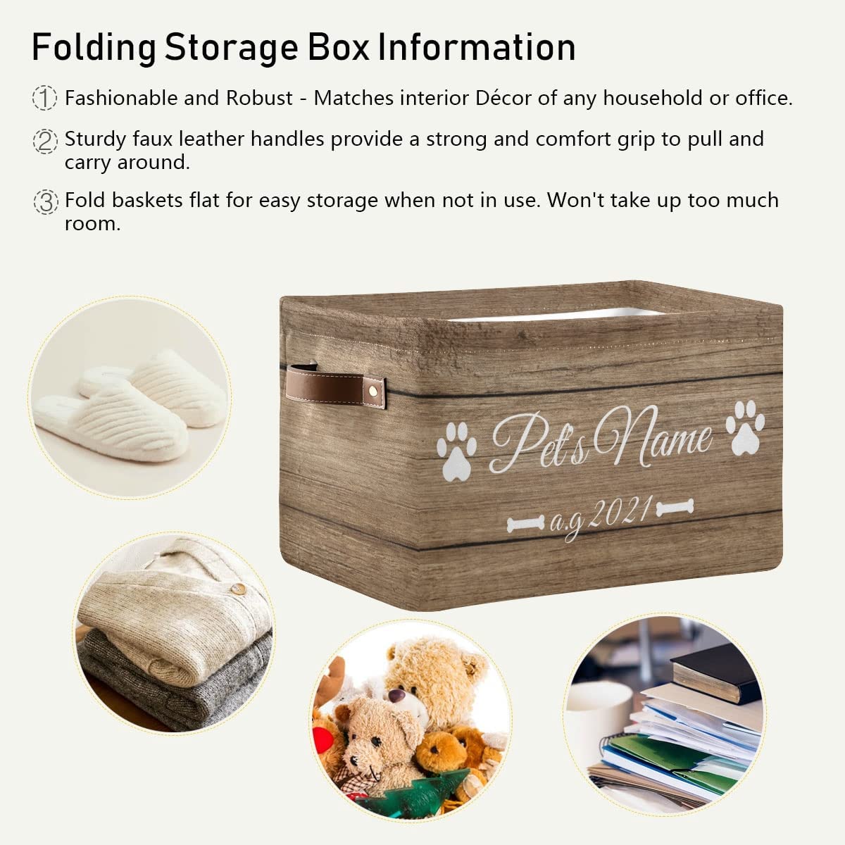 Wooden Planks Pattern Personalized Dog Toy Basket, Dog Toy Storage, Dog Toy Basket Personalized, Per