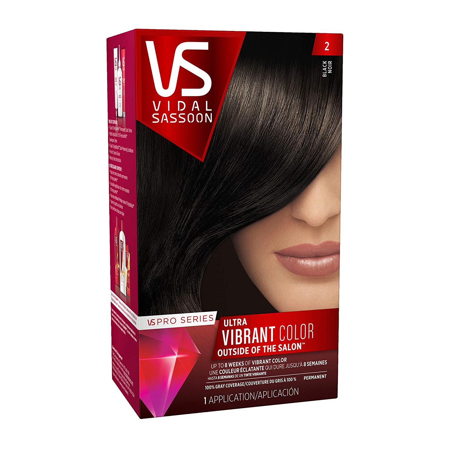Vidal Sassoon Pro Series Permanent Hair Dye, 2 Black Hair Color, 1 Count