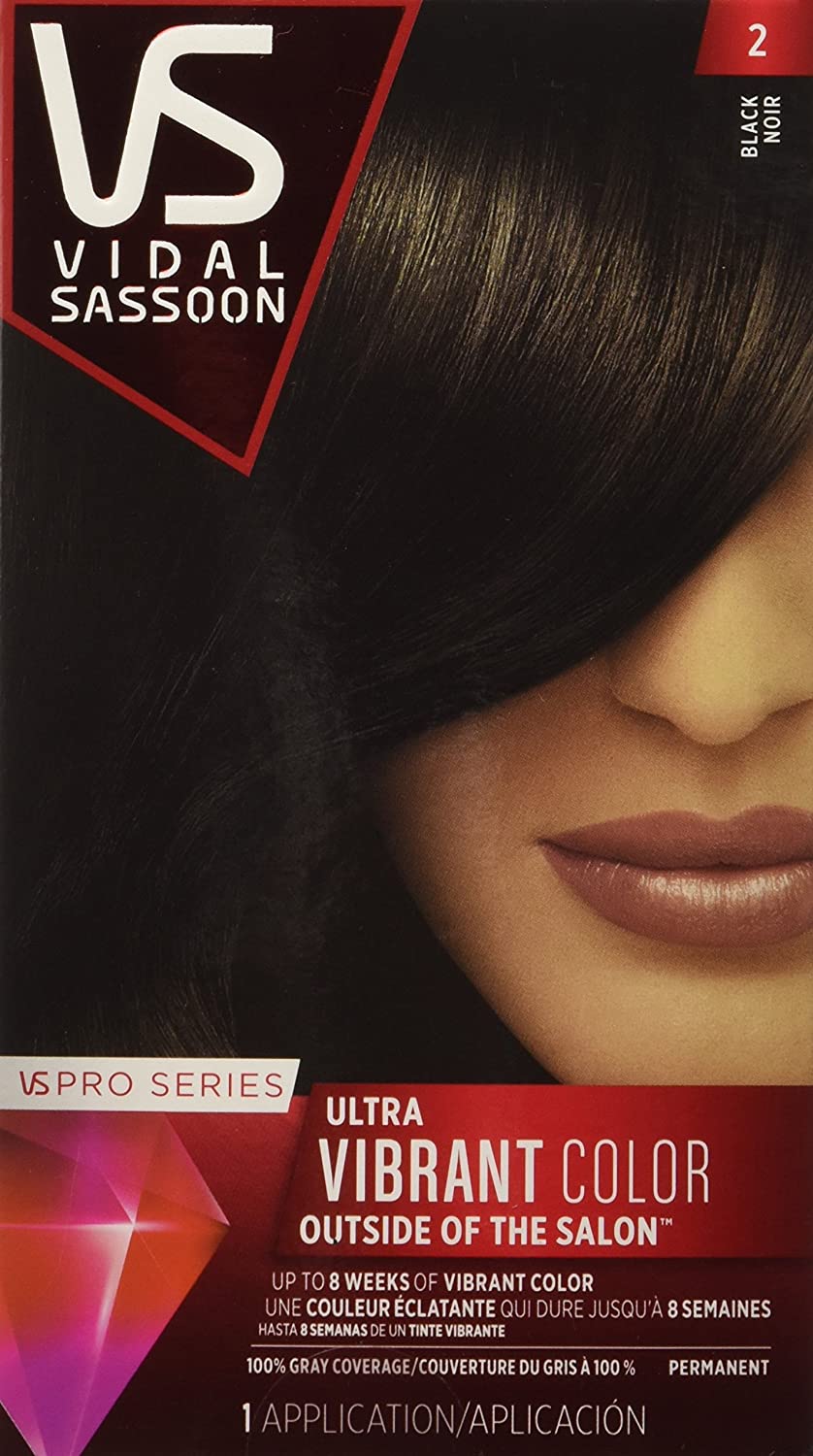 Vidal Sassoon Pro Series Permanent Hair Dye, 2 Black Hair Color, 1 Count