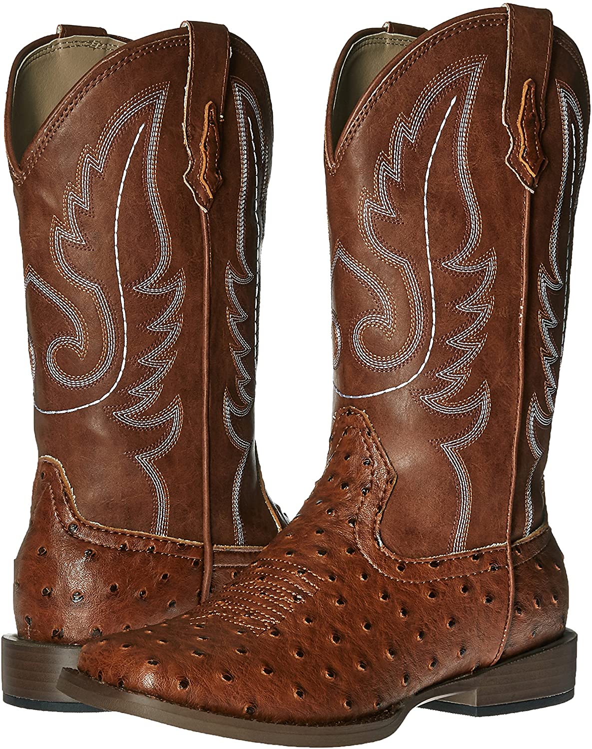 Roper Square Toe Faux Ostrich Western Boot