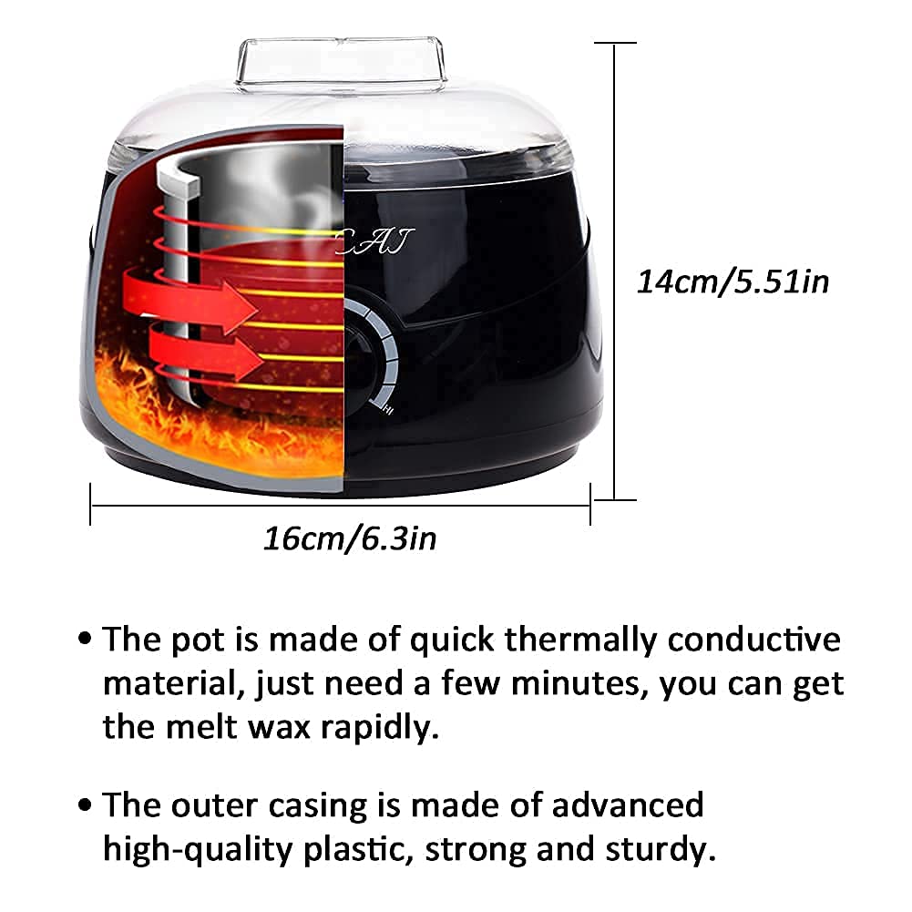 Waxing Kit for Women Wax Warmer with 4 Wax Beads, 10 Spatulas, 5 Protection Paper, Hair Removal Kit
