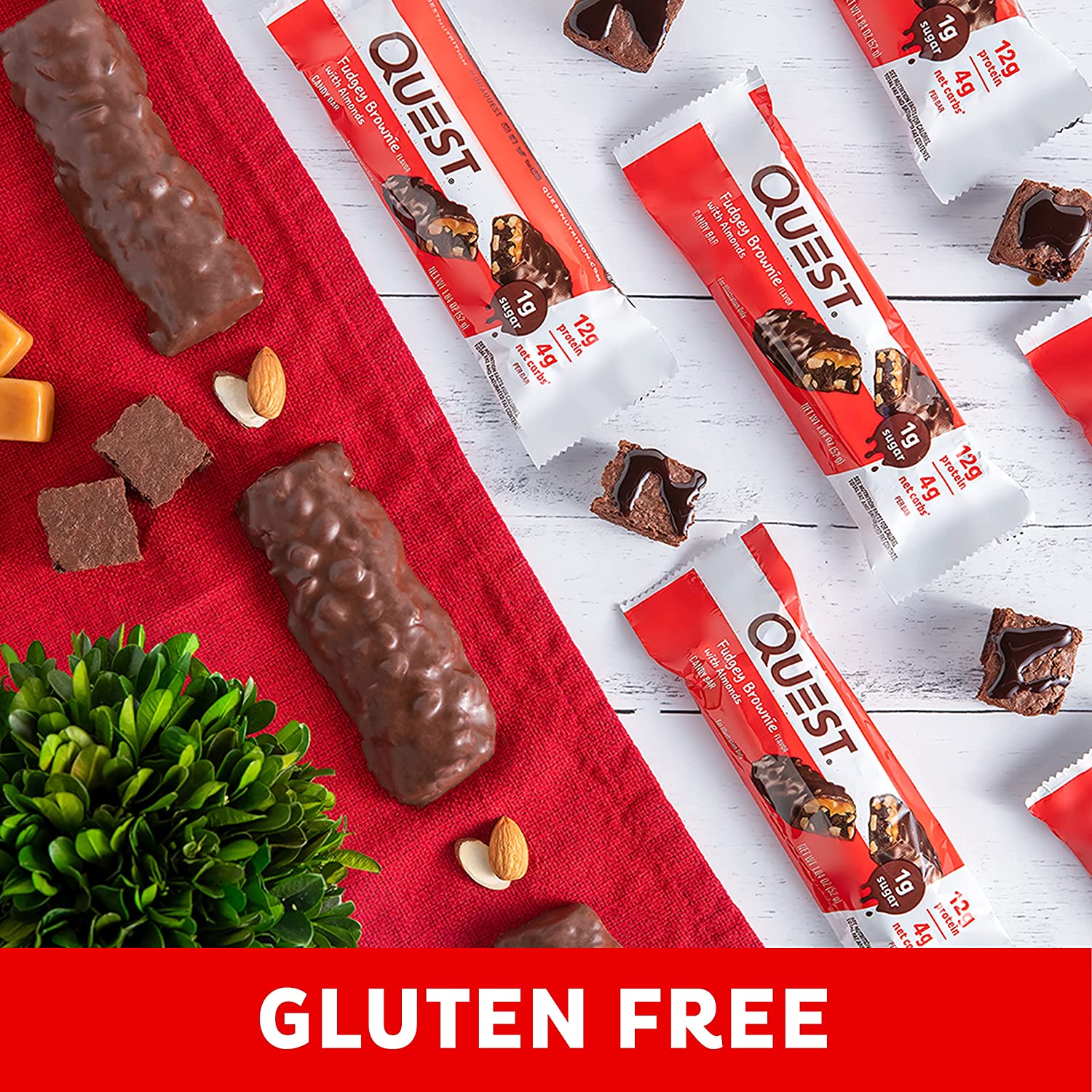 Quest Nutrition Fudgey Brownie Candy Bars, High Protein, Low Carb, 1g