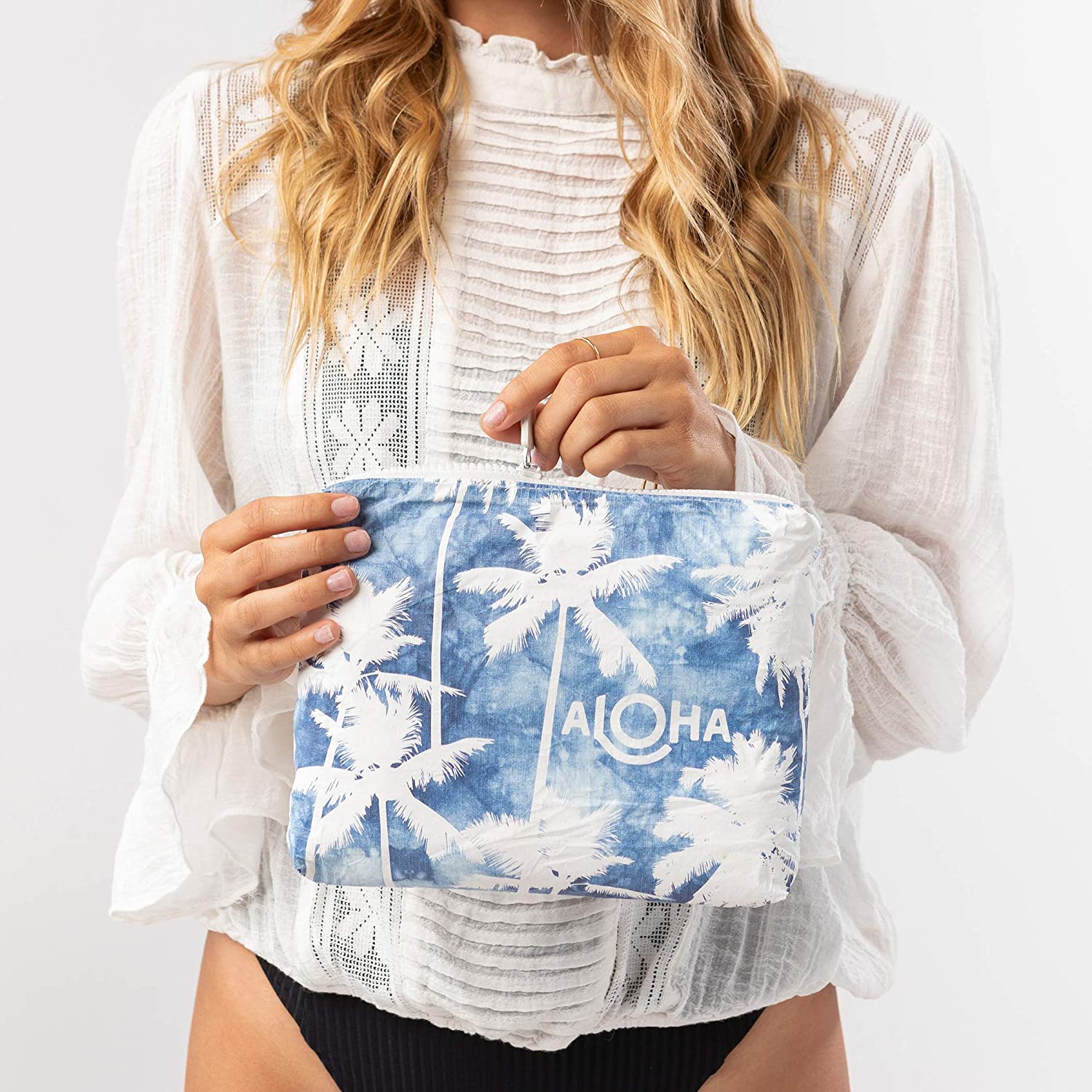 ALOHA Collection Small Indigo Coco Palms Pouch