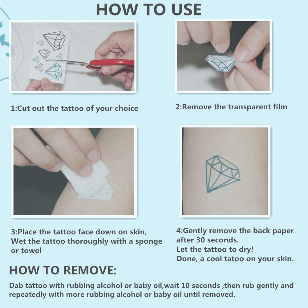 Yesallwas 4 Sheets Large Temporary Tattoo Sticker Fake Tattoos for Women Girls Models,Waterproof Lon