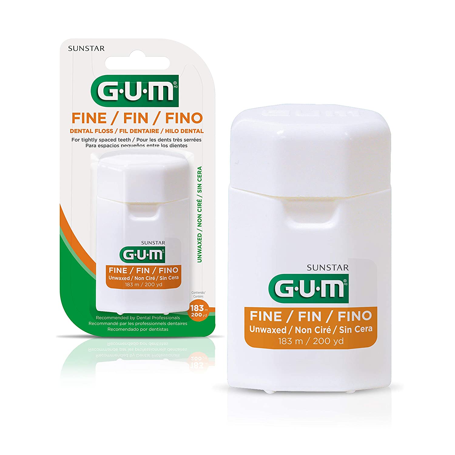 GUM Fine Unwaxed Dental Floss, Unflavored, 200 Yards