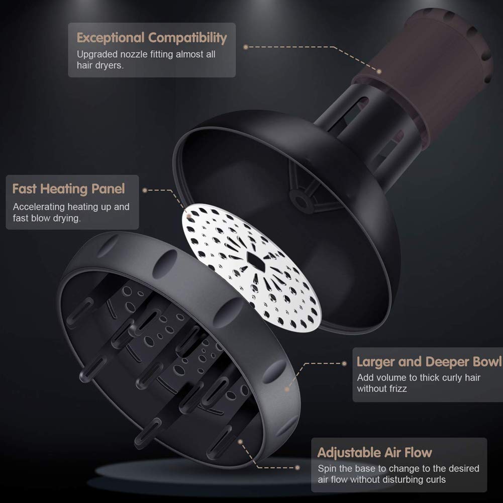 Hair Diffuser Adaptable, Volumizing Diffuser Hair Dryer Stable Environmentally Friendly for Hair Dry