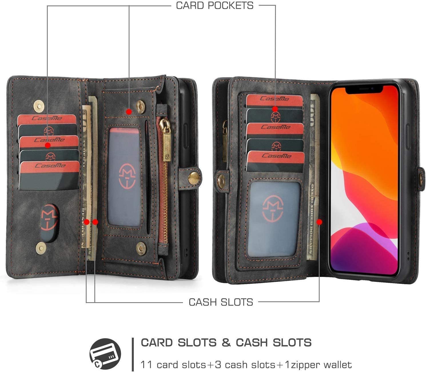 Jennyfly Galaxy S20 Plus Wallet Case for Girls, Retro Removable Zipper Wallet Phone Case with Multi