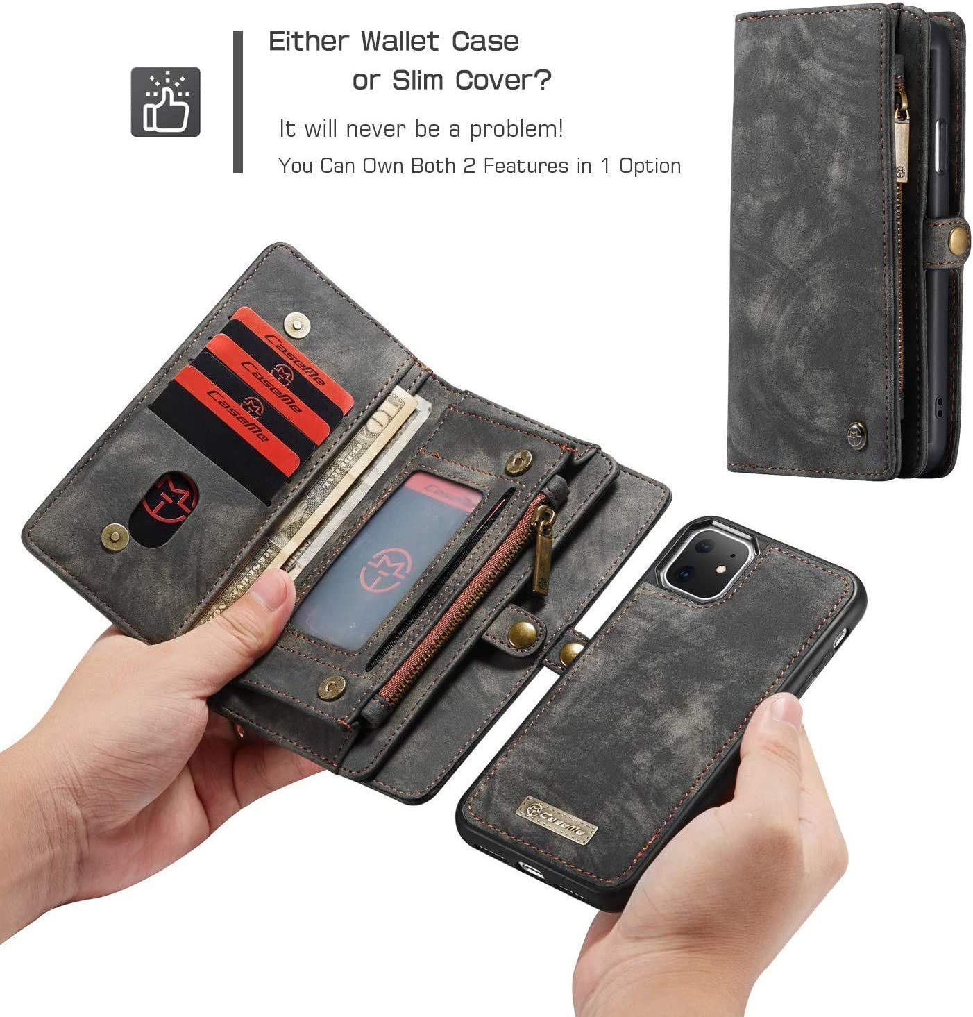 Jennyfly Galaxy S20 Plus Wallet Case for Girls, Retro Removable Zipper Wallet Phone Case with Multi