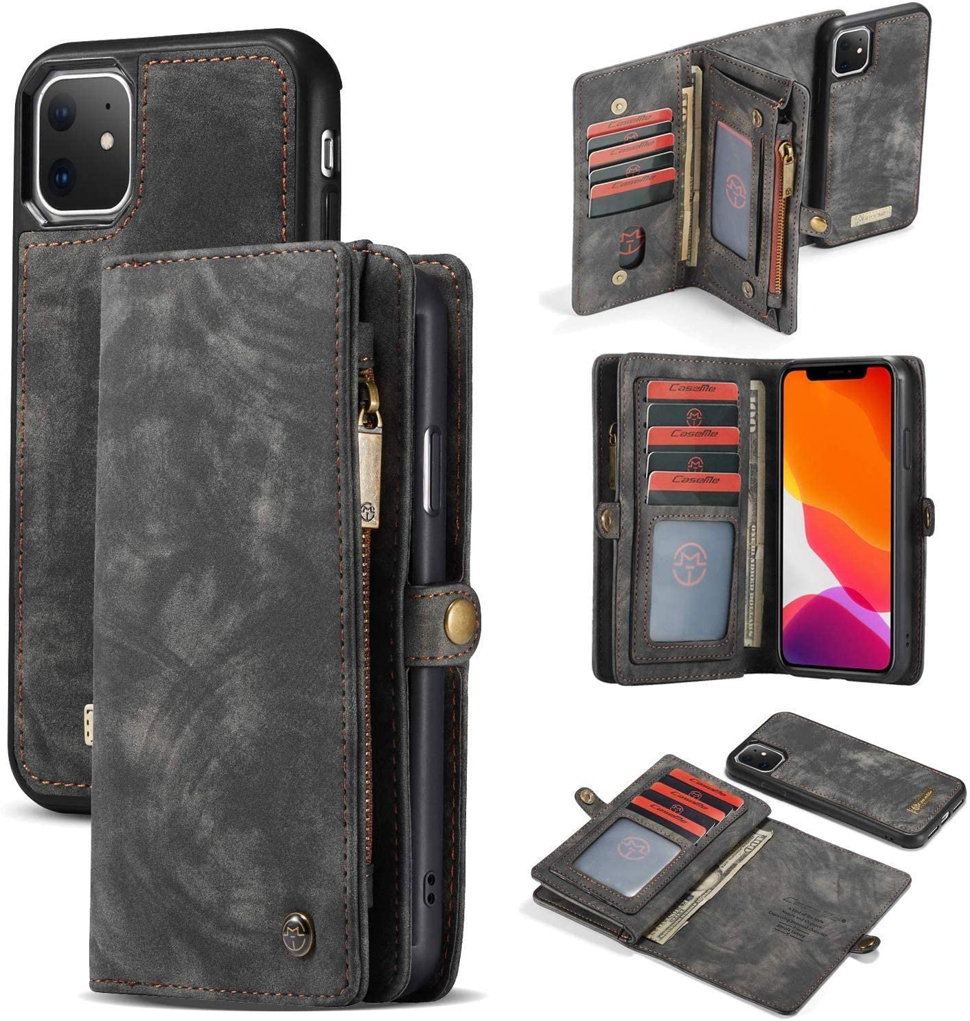 Jennyfly Galaxy S20 Plus Wallet Case for Girls, Retro Removable Zipper Wallet Phone Case with Multi