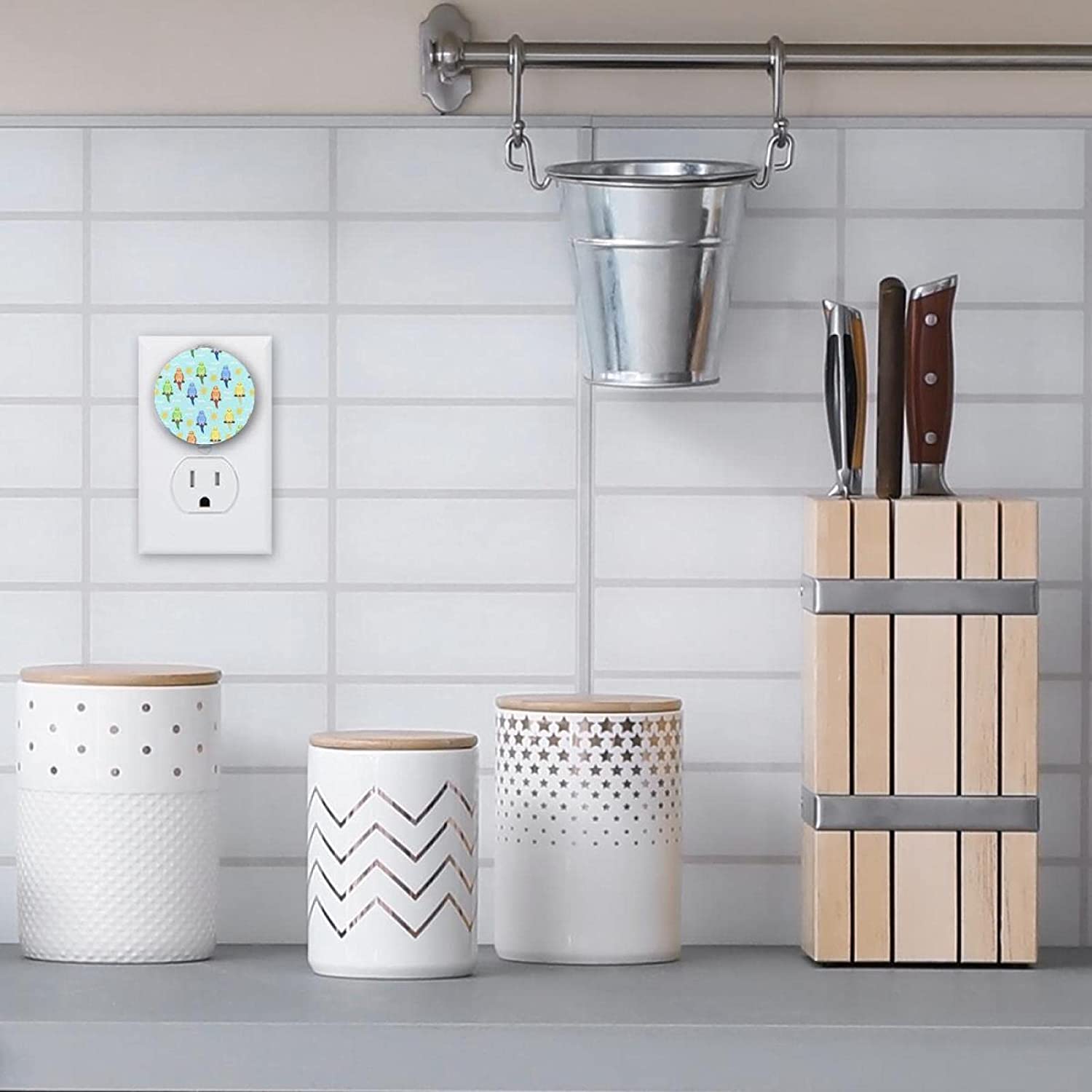 2 Pack Night Light Automatic Dimmable White LED Light with Dusk to Dawn Sensor Diffused Night Lamp H