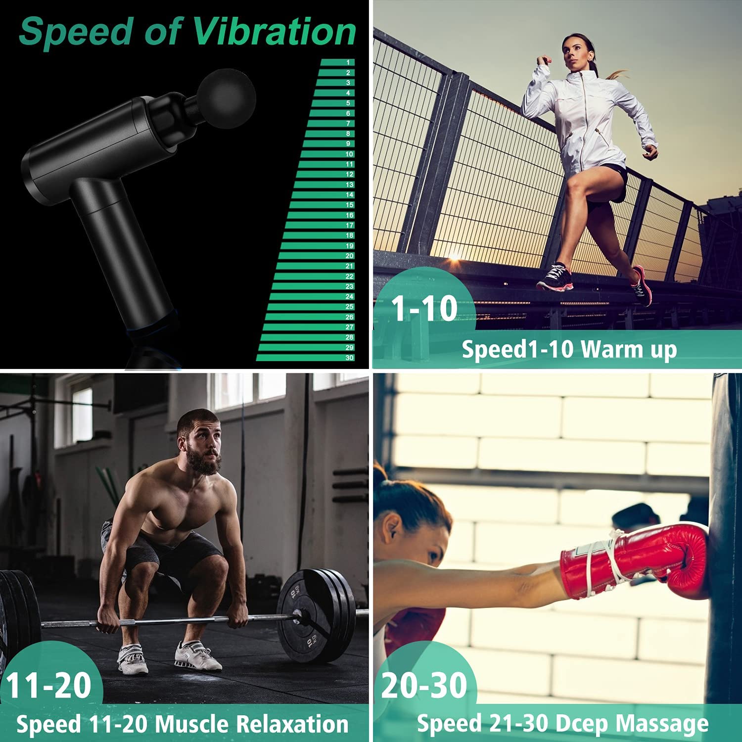 Massage Gun, Muscle Therapy Gun for Athletes, Deep Tissue Percussion Body Muscle Massager with 30 Ad