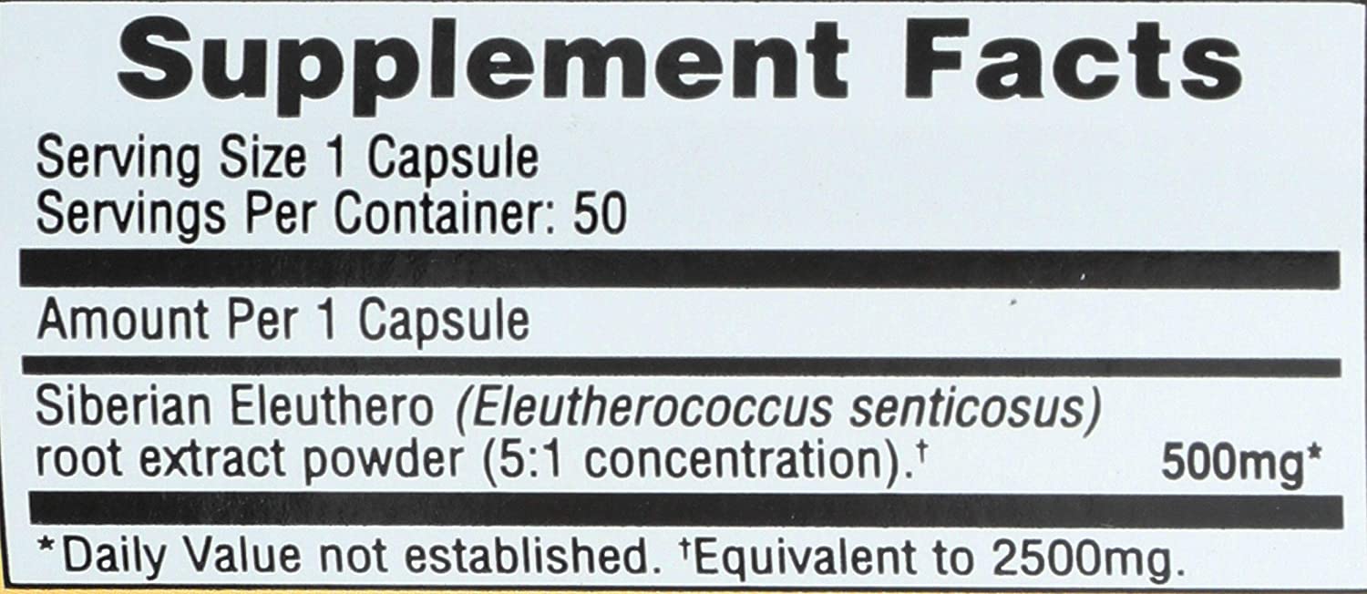 Imperial Elixir Ginseng Siberian Eleuthero Capsules, 2500 Mg, 50 Count