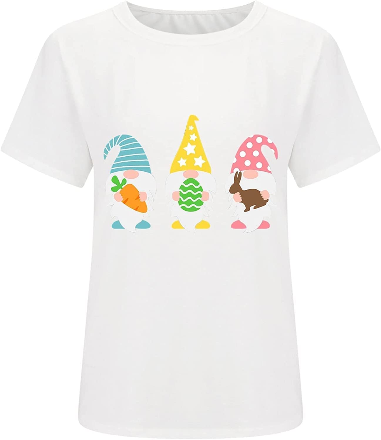 Blusa de Manga Corta suelta para Mujer con Estampado de Pascua Elegante para Mujer