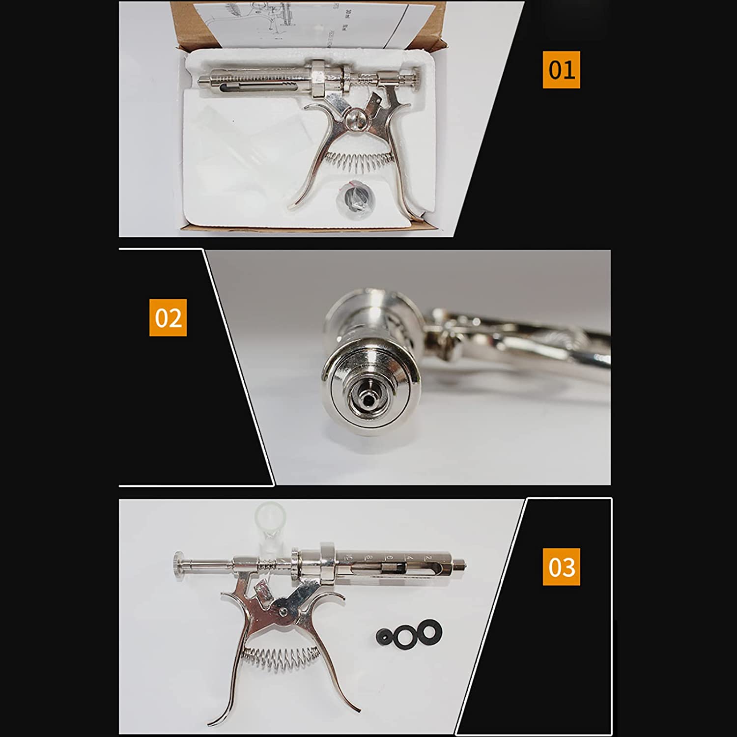 TEHONGMAI Livestock Syringe ​Gun Injector, Adjustable 50ML Animal Semi Automatic Continuous Syring