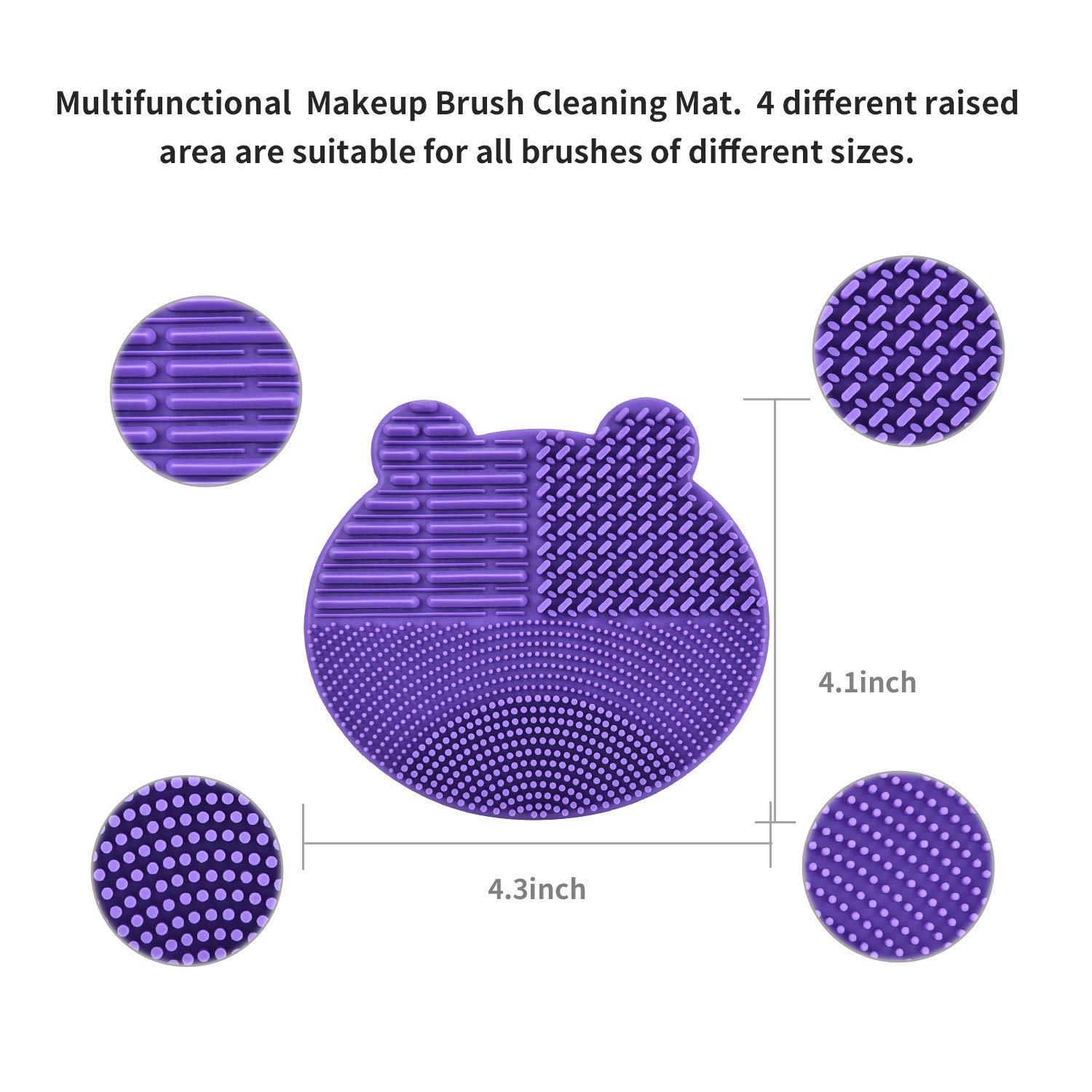 Silicon Makeup Brush Cleaning Mat with Brush Drying Holder Brush Cleaner Mat Portable Bear Shaped Co