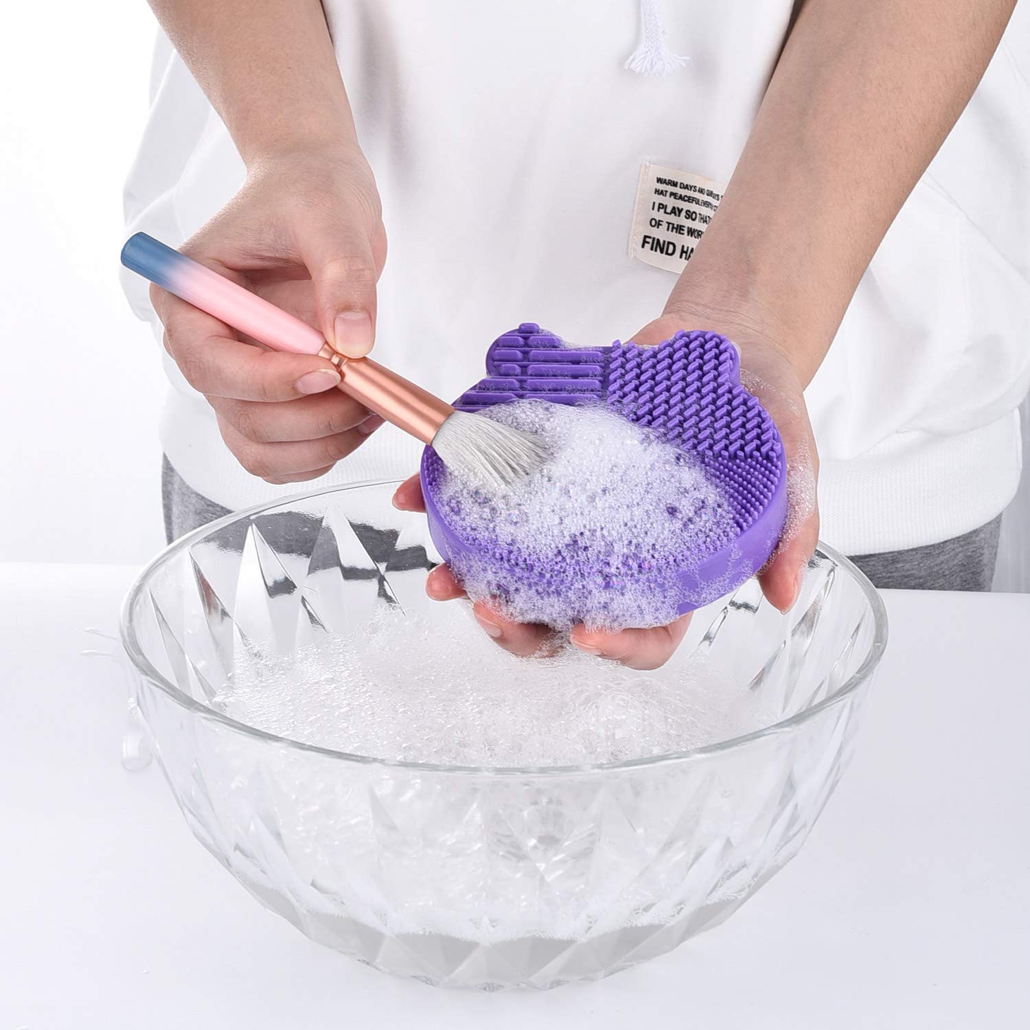 Silicon Makeup Brush Cleaning Mat with Brush Drying Holder Brush Cleaner Mat Portable Bear Shaped Co