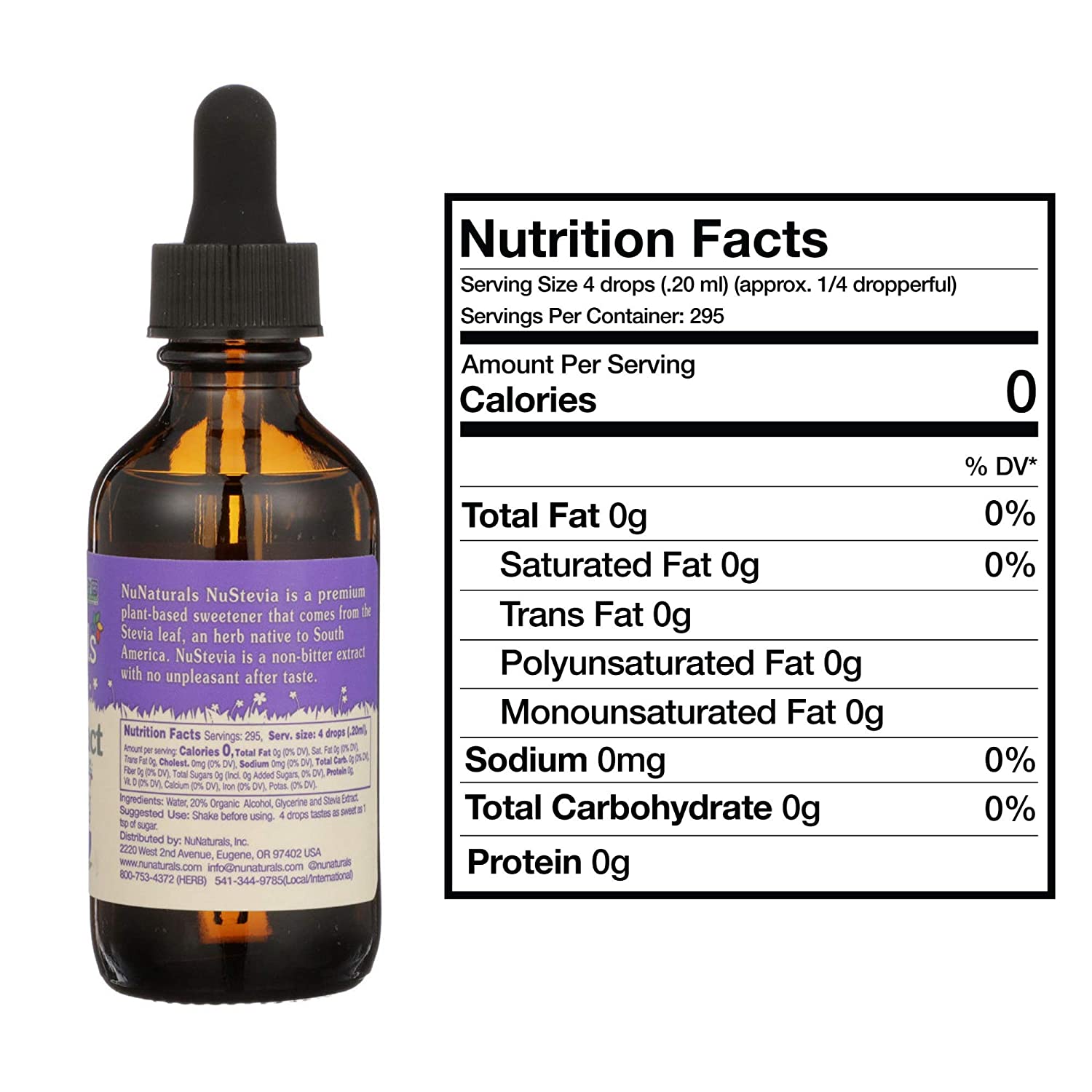 NuNaturals NuStevia Clear Extract Stevia Natural Liquid Sweetener, 2 Ounce