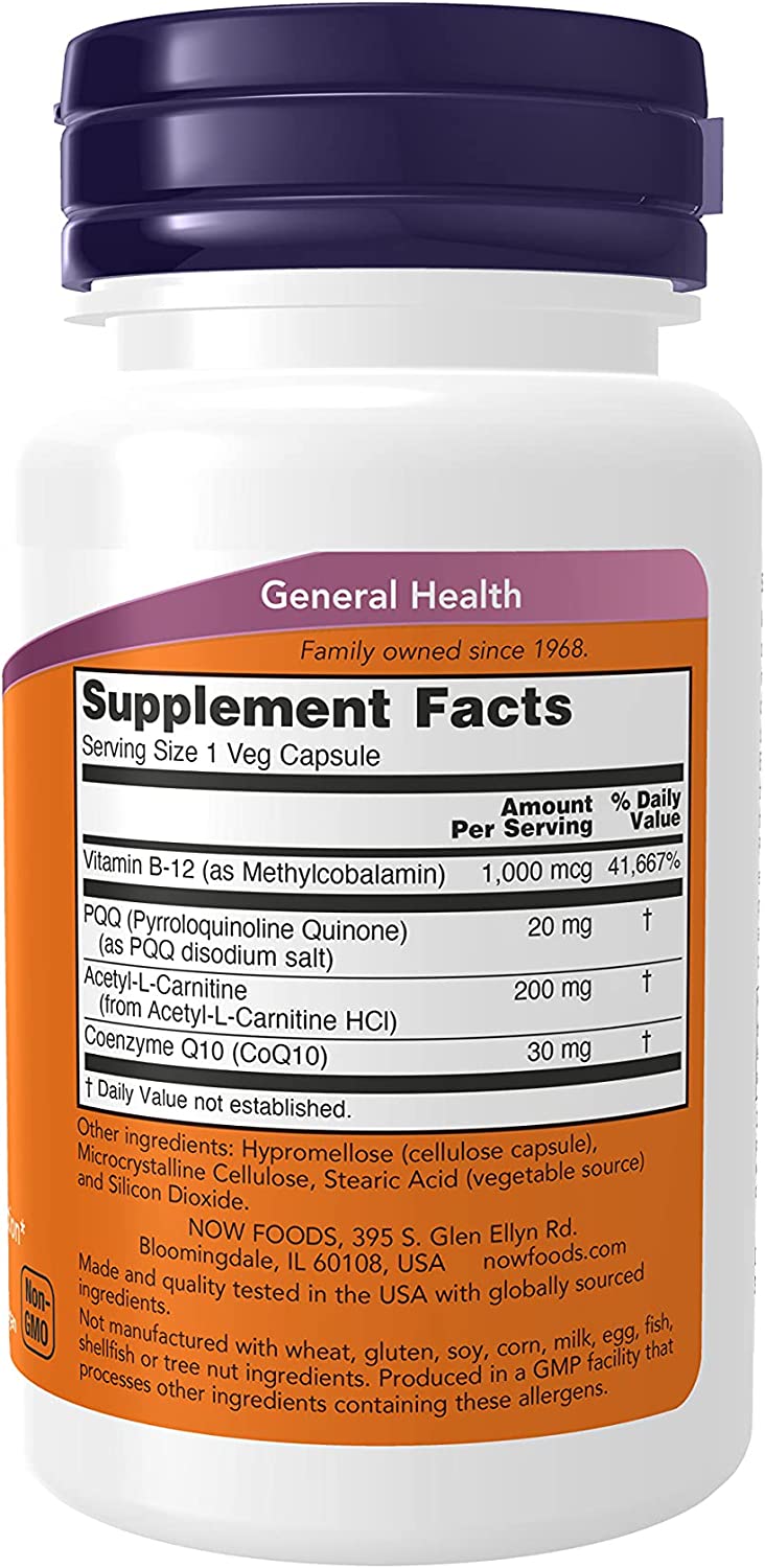 NOW Supplements, PQQ Energy, Free Radical Scavenger*, Cognitive Support*, 30 Veg Capsules