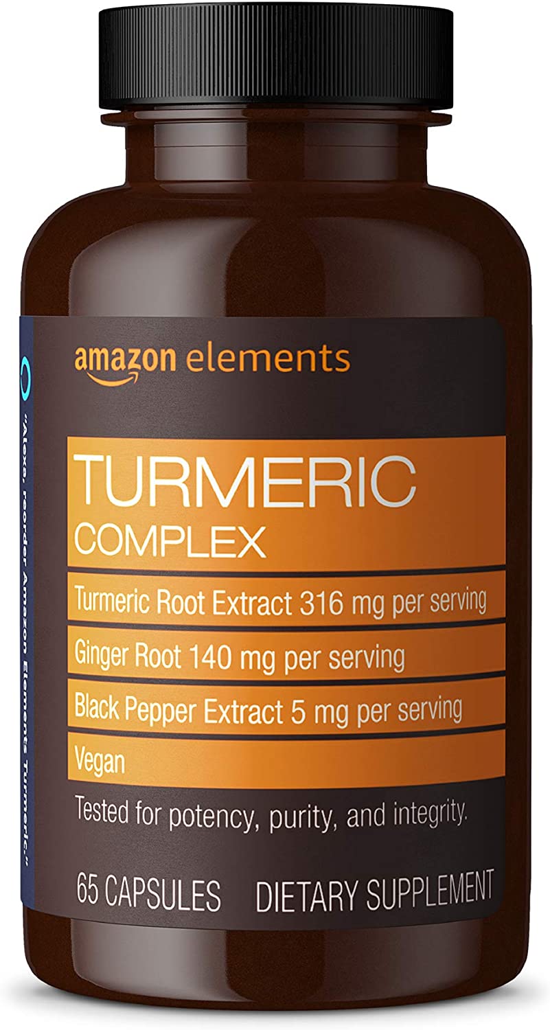 Amazon Elements Turmeric Complex, 316 mg Curcumin, 140 mg Ginger, 5 mg Black Pepper - Joint & Immune